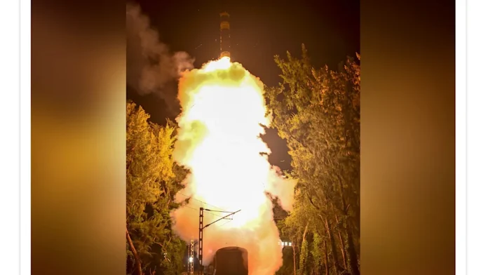Agni-Prime missile launch from rail-based mobile system